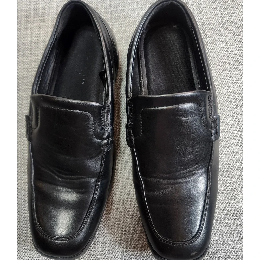Perry Ellis Kids Size 2 Black Sammy Slip On Black Loafers Dress Shoes
